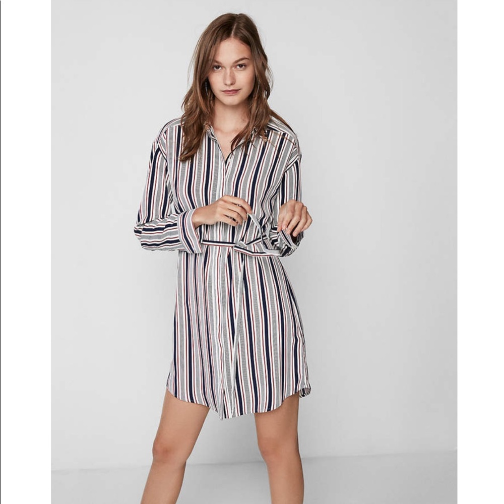 5 for $25! Express Tie Waist Shirtdress